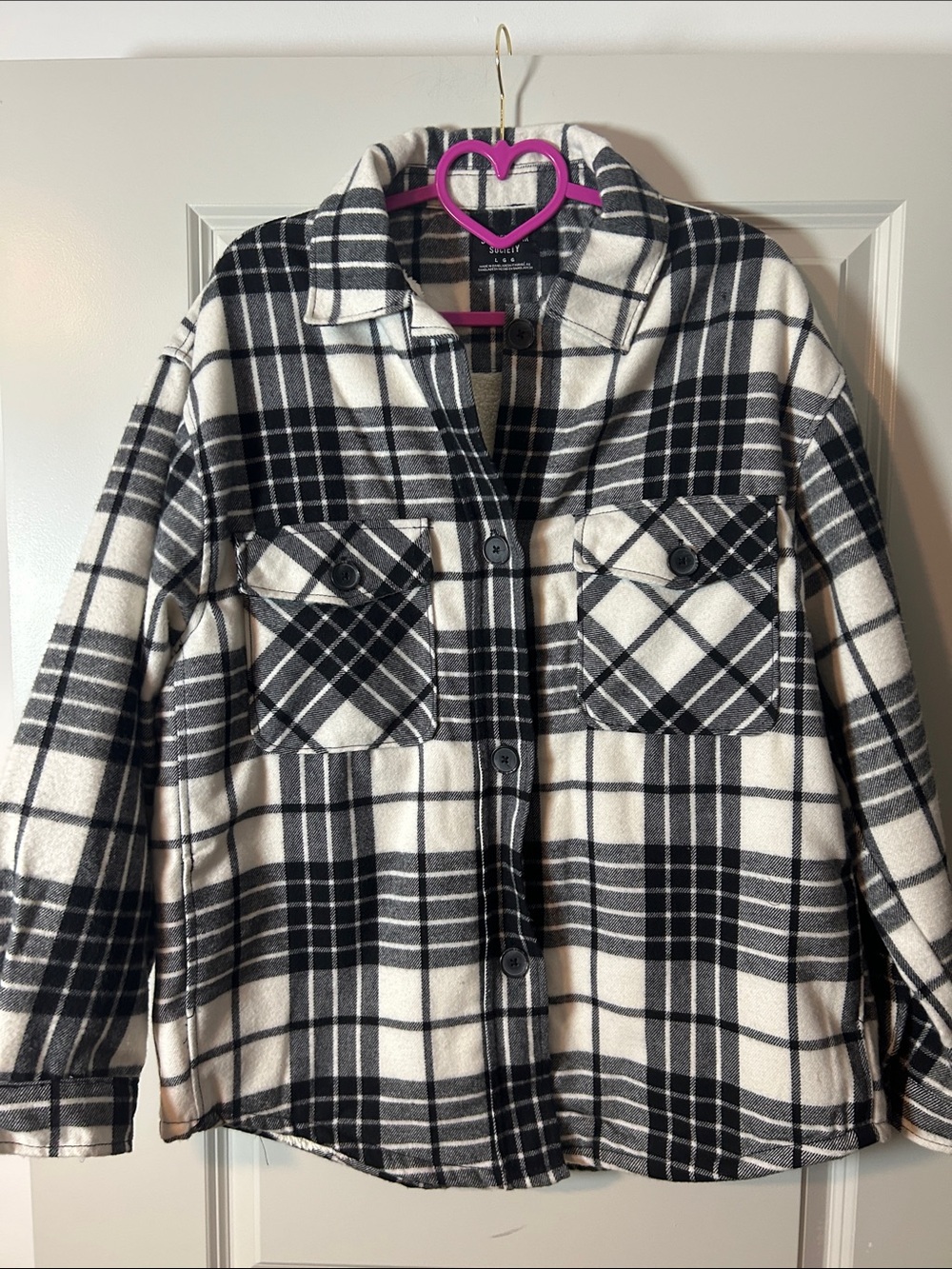 Streetwear Society Black & White Plaid Utility Jacket